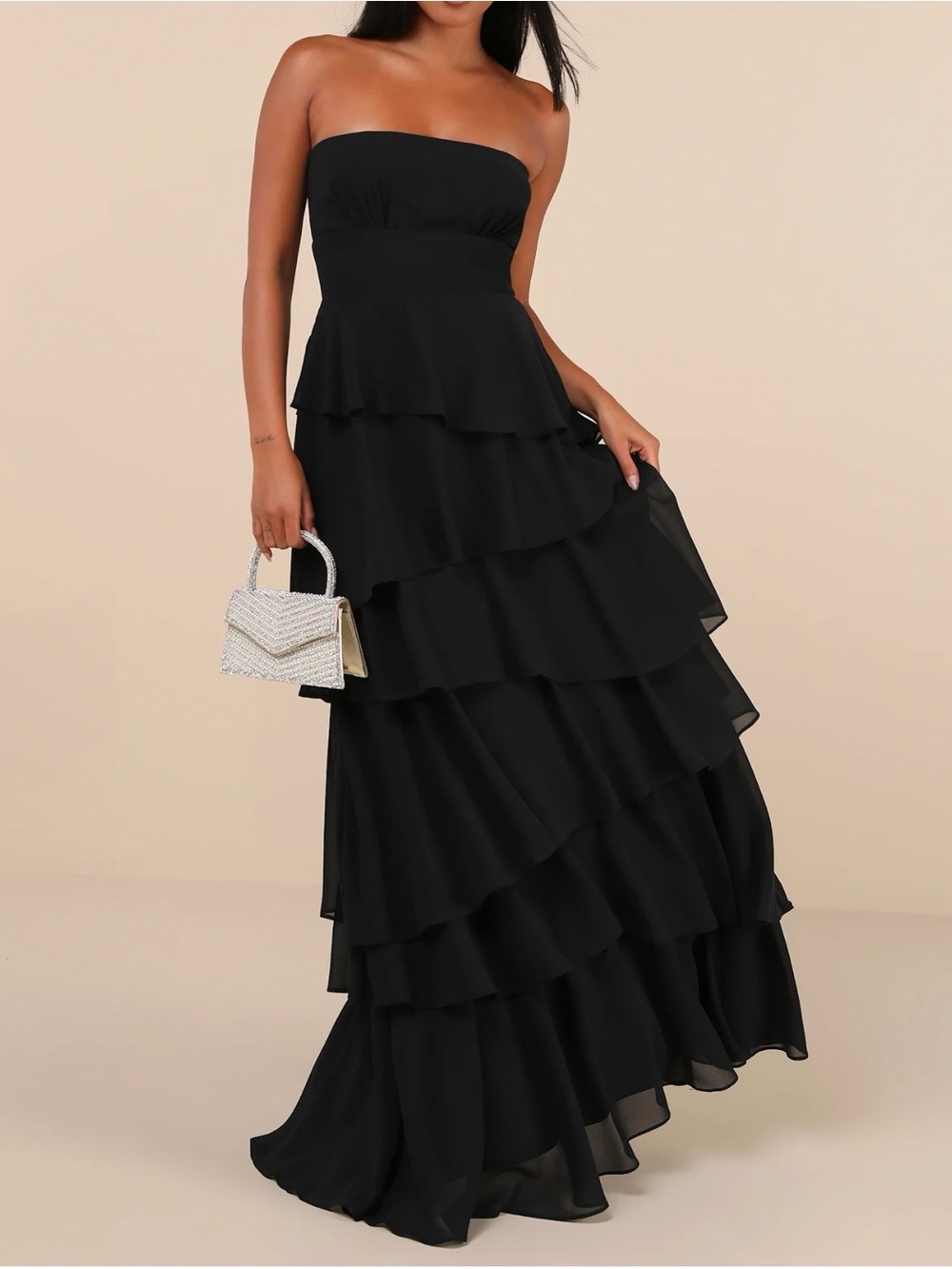 Lulus Gorgeous Essence Strapless Tiered Maxi Dress - M